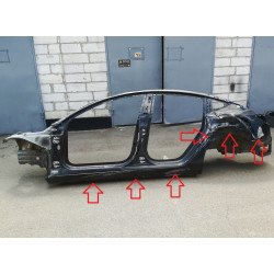 1 Кузов боковая часть левая стоек A/B/C в сборе PBSB с повреждениями Tesla model 3 1073673-S0-B