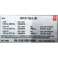 2 Этикетка (лейба, наклейка) основная c производственной информацией Tesla model 3 1462927-00-C