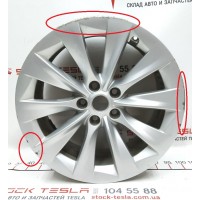 1 Диск колесный 19X8.0 ET40 - SILVER SLIPSTREAM с повреждением Tesla model S REST 1076891-00-B