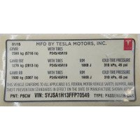 4 Aufkleber (Etikett, Aufkleber) Haupt mit Produktionsinformationen Tesla Modell S 85 1462927-00-C