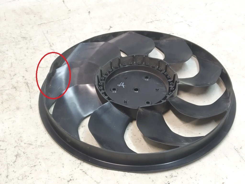 Fan blades damaged Tesla Model 3 1494179-00-B