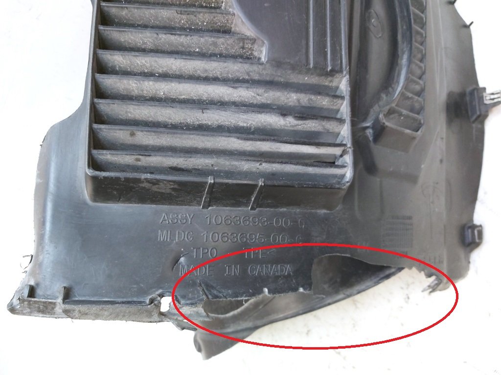 1 挡泥板衬里左前 AWD 损坏特斯拉模型 S REST 1063693-00-D