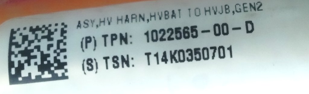 3 HIGH VOLTAGE BATTERY TO GEN2 REAR HIGH VOLTAGE JUNCTION BOX HARNESS ASSEMBLY Tesla model S 1022565-10-F