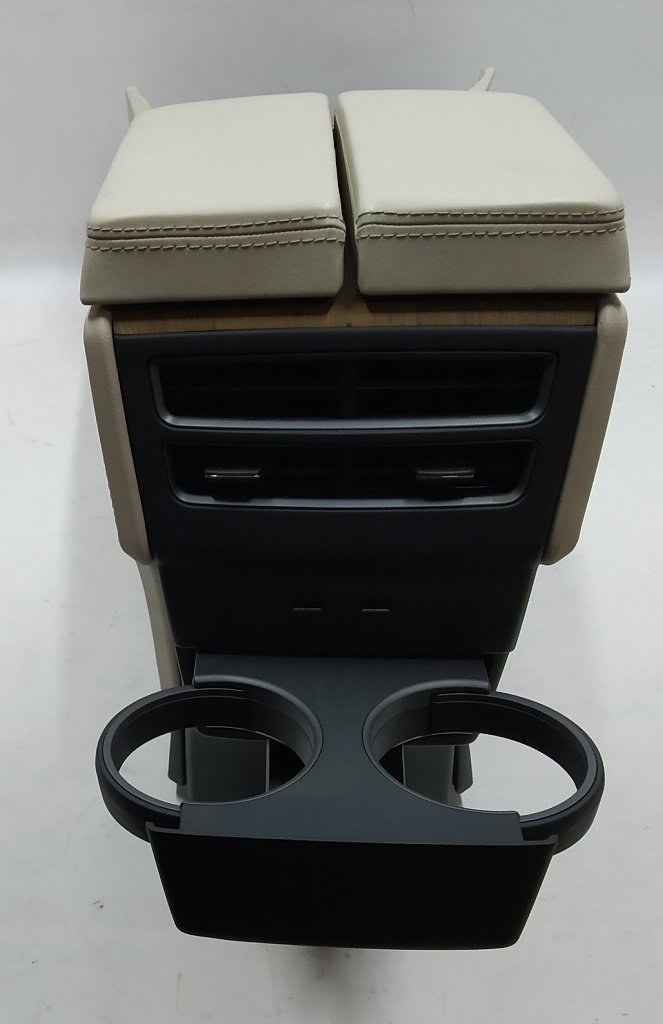 1 Armlehne Mittelkonsole beige Leder Getränkehalter Strukturholz (mit Beschädigung) ohne USB Tesla Model X, Model S REST 1026728-S0-E