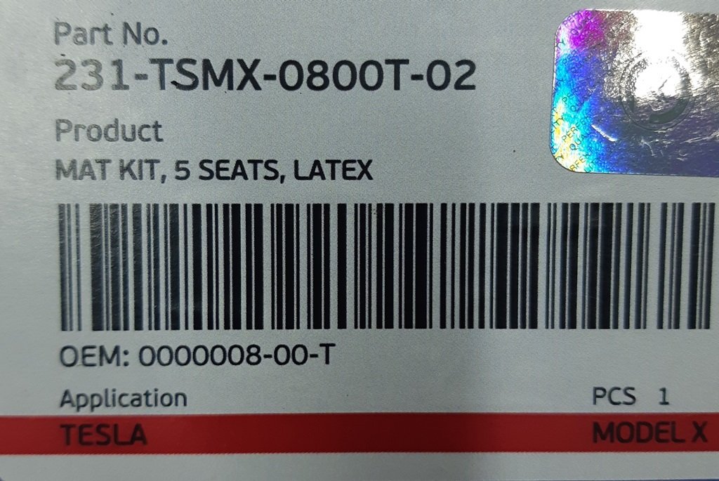 Tesla 모델 X 231-TSMX-0800T-02 1열 2열 시트 고무 매트 세트