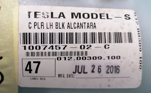 C-stolpebeklædning venstre ALC BLK Tesla model S, model S REST 1007457-02-C