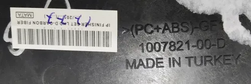 23 D-CARBON FIBER painel de acabamento painel central passageiro D-CARBON FIBER Tesla modelo S REST, Tesla modelo X 1004518-11-I