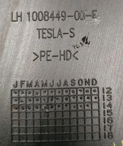 1008449-00-F z Conducto de aire del habitáculo inferior izquierdo dañado Tesla modelo S, modelo S REST 1008449-00-I