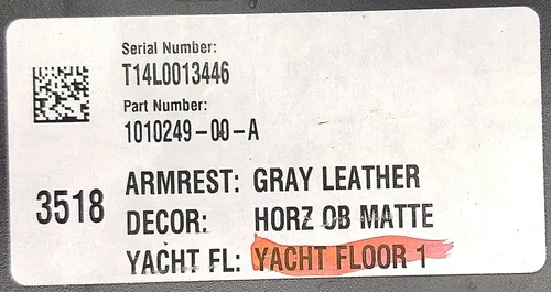 1 Центральна консоль у зборі (підлокітник GRAY LEATHER підстаканик HORZ OB MATTE) Tesla model S 1010249-00-A