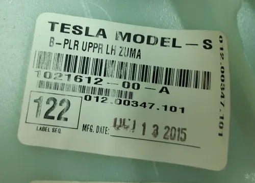 15 Ornamentar stâlp B sus stânga SUS ZUMA ALC deteriorat Tesla model S, model S REST 1021612-00-A