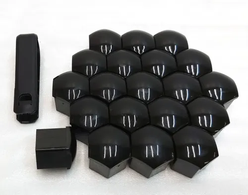 Jeu de caches écrous de roue d21 NOIR avec clé Tesla tous modèles 1027010