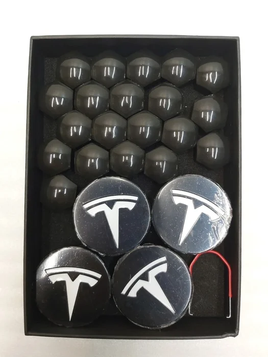 Комплект ковпачків колісної гайки d21 та маточини WHITE BLACK GLOSS Tesla all models 1027010-6005879