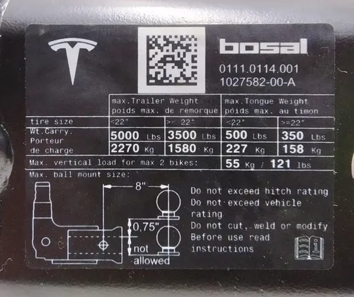 4 Tažné zařízení (s klíči) Tesla Model X 1027582-00-A