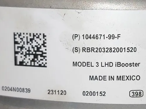 전기 기계식 브레이크 부스터 BOOSTER 어셈블리 Tesla 모델 3 1044671-99-F