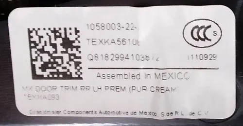 1 1058003-22-I z Conjunto de puerta trasera izquierda PREM PUR CREAM Tesla modelo X 1058003-22-K. El kit incluye piezas con números de pieza: 1035826-23-B, 1035505-00-E, 1038205-00-G, 1036643-00-C, A2049058202, 1099611-00-B (D), 1054113-00-A, 1004833 - 00