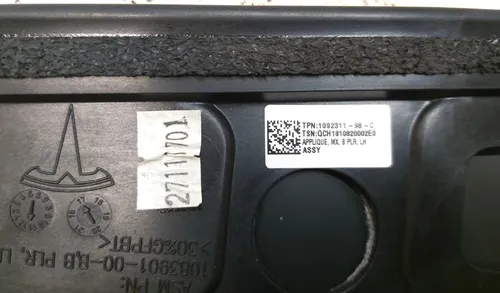 Dæksel til søjle B, yderst til venstre (glas) Tesla Model X 1092311-98-F