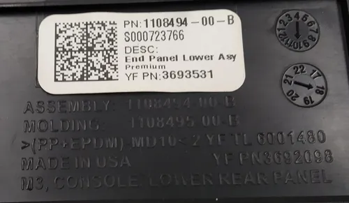 1108494-00-B z Mittkonsol, bakre nedre (mindre repor) Tesla modell 3 1108494-00-B